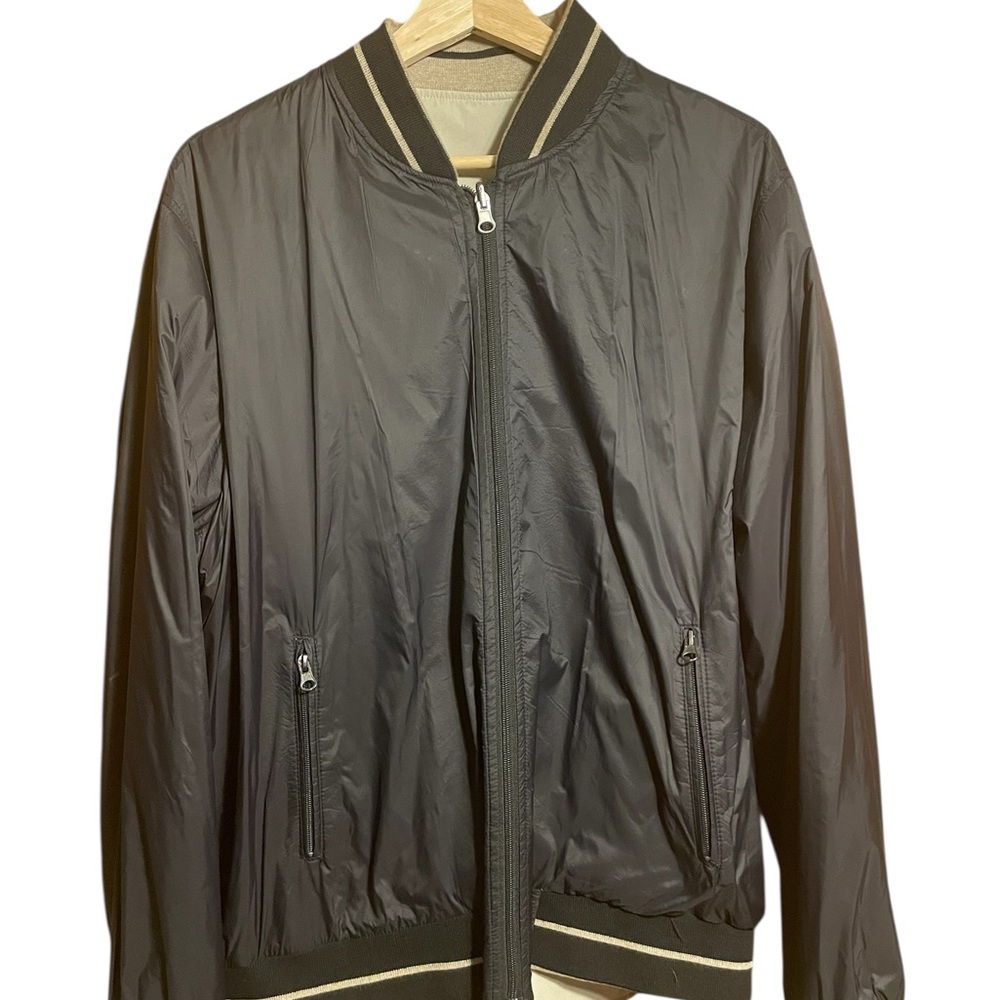 Men's Reversible Beige & Black Bomber Jacket